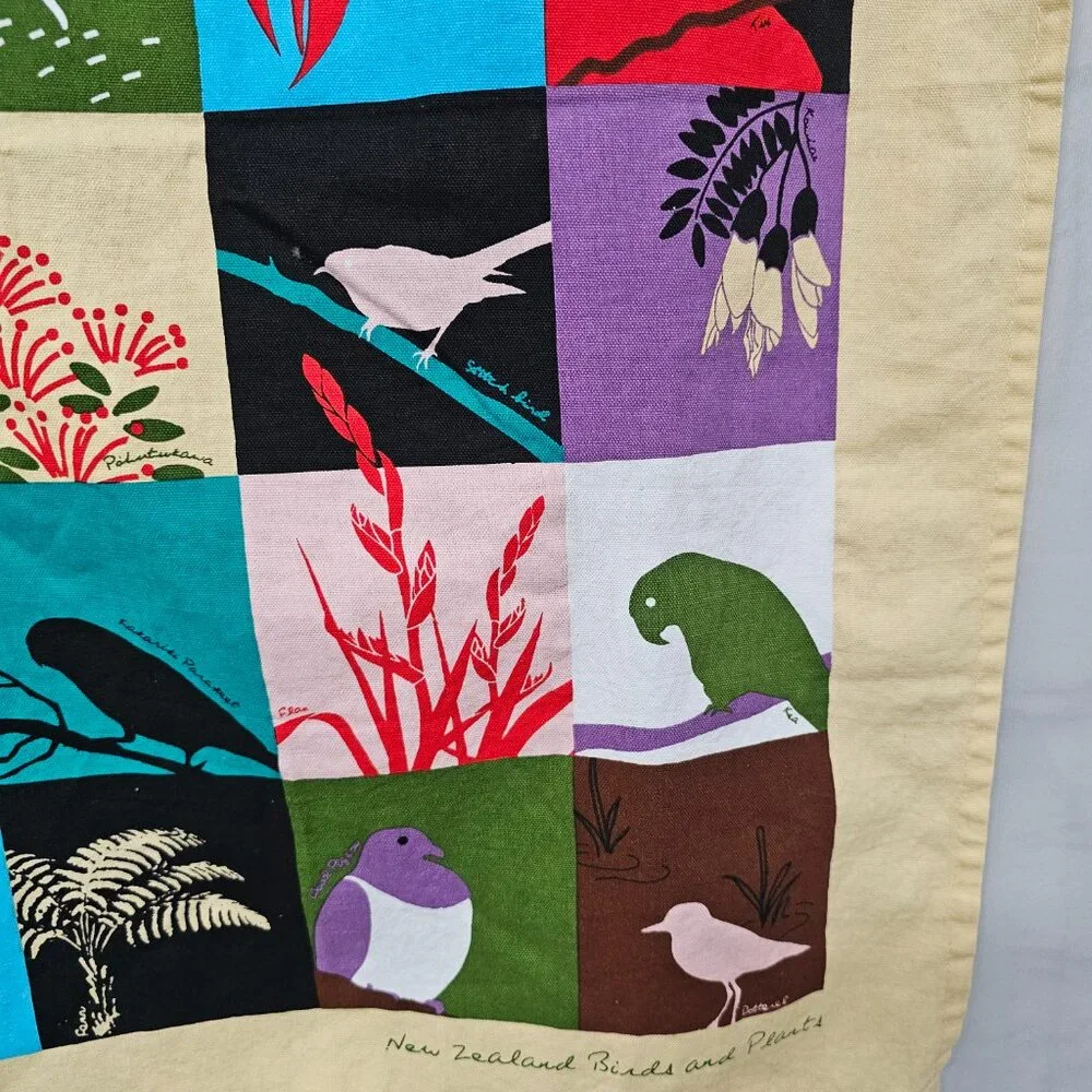 Derek Birds Of New Zealand Tea Towel Kiwiana Yellow Red